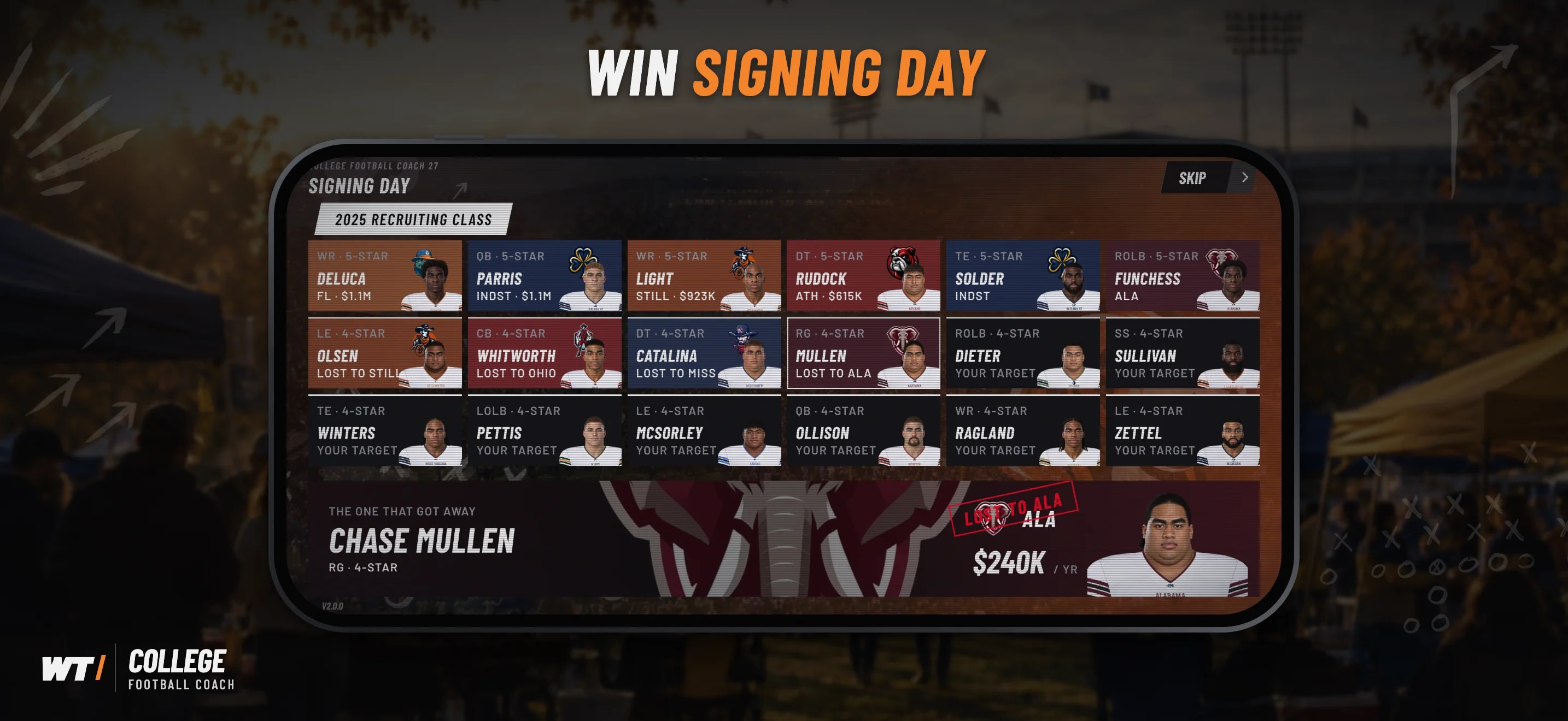 College Football Coach 27 Signing Day